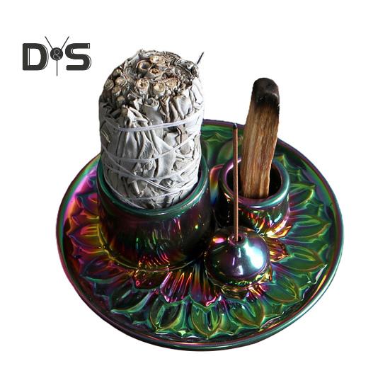 Керамический подсвечник Многоцелевая курильница Пало Санто Палка Белые мудрецы Держатель для пепла Поднос для медитации Йога Домашний офис Рабочий стол