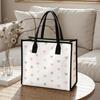 Cute Heart Print Tote Bag Fashion Daily Use Handbag Large Capacity Casual Shopping Shoulder Bag for Women