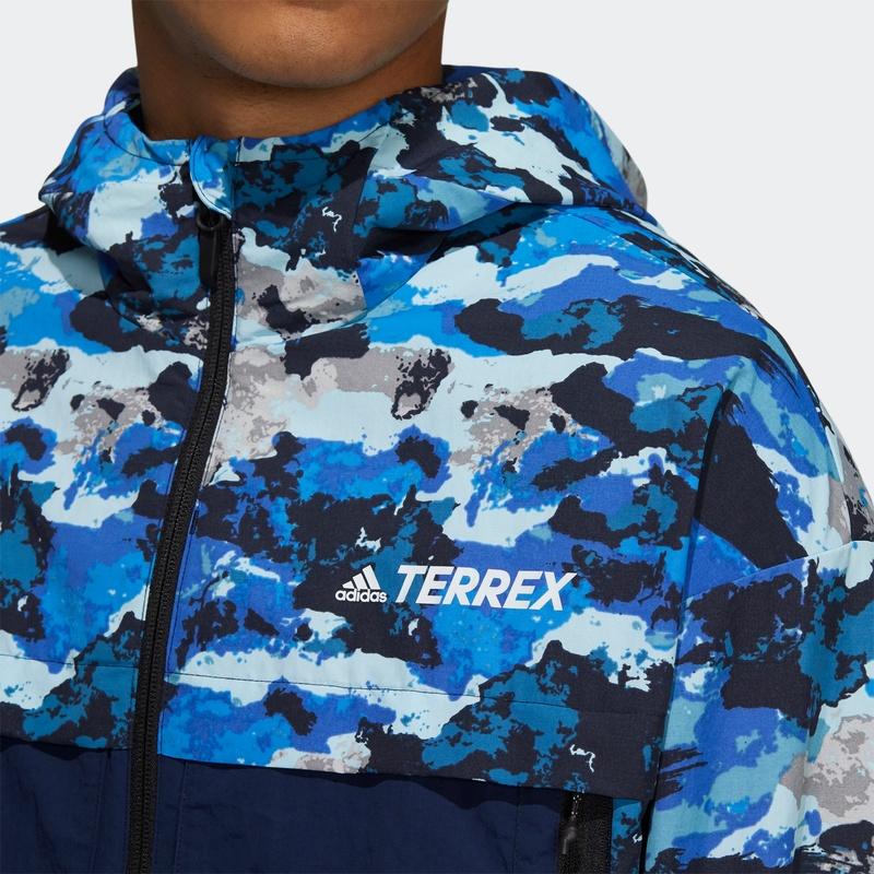 adidas Куртки Мужские Синие С Капюшоном Умеренные Прочие GN7595