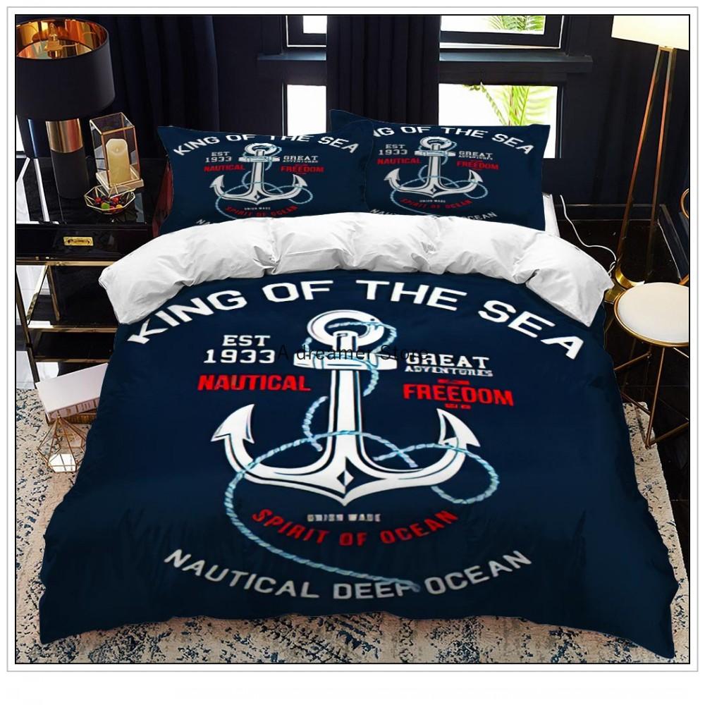Комплект постельного белья Anchor Ocean Style, пододеяльник, односпальный, двуспальный, домашний текстиль с наволочкой для детей, мальчиков, домашний декор, мягкий пододеяльник