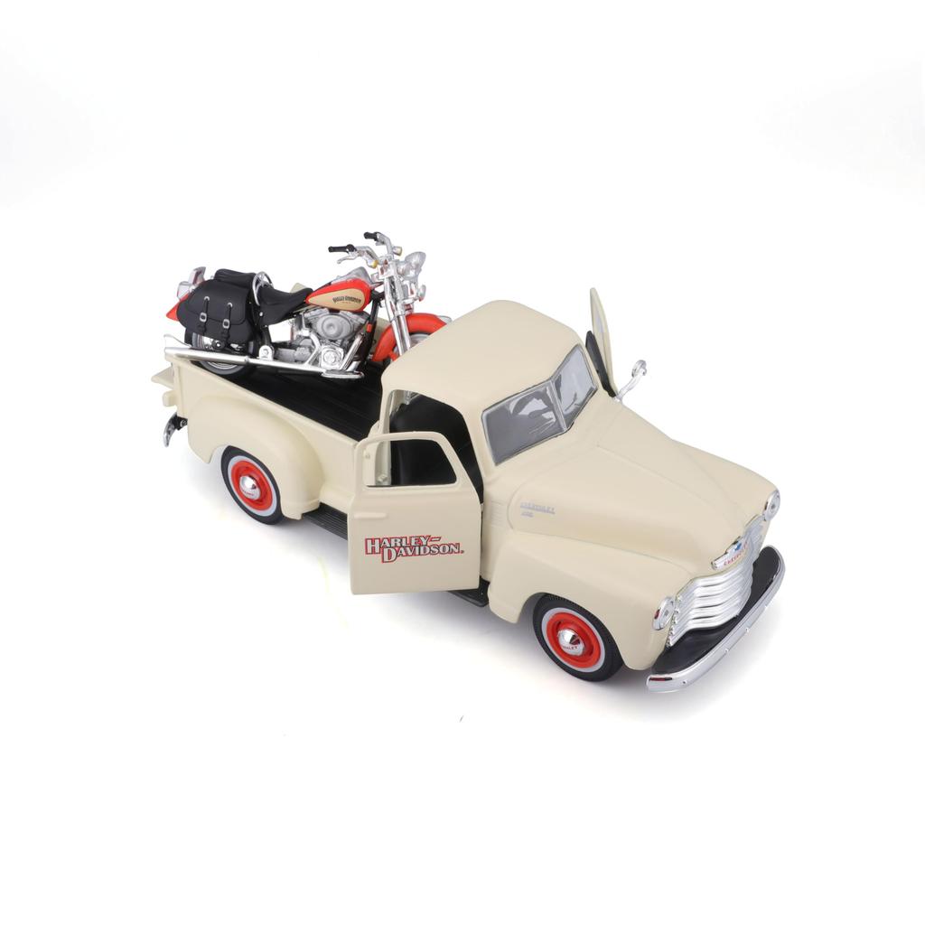 Maisto CUSTOM CHEVROLET 3100 PICKUP 2001 FLSTS HERITAGE Heritage HARLEY-DAVIDSON 124SCALE "1950 & SPRINGER"(БЕЛЫЙ/ОРАНЖЕВЫЙ) Спрингер» (белый/оранжевый)