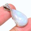 Natural Rainbow Moonstone Gemstone 925 Solid Sterling Silver Pendant 1.30" Z7m32