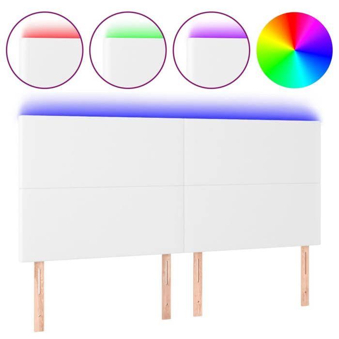 Tête de lit - MAISON EXCLUSIVE - 200x5x118/128 cm - Similicuir blanc - LED intégrée - Hauteur réglable