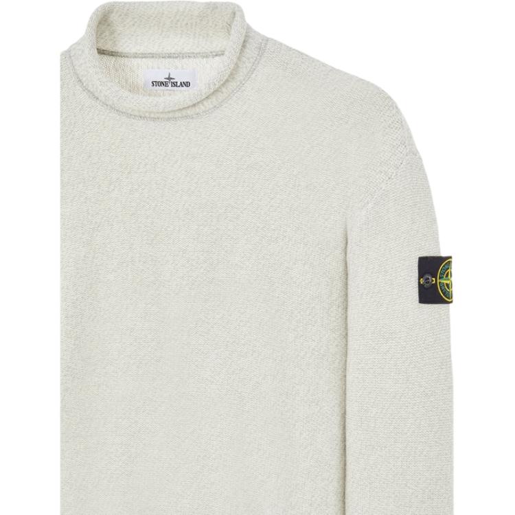 STONE ISLAND FW22 Пуловер однотонный с нашивкой-логотипом, с длинными рукавами, шерстяной свитер для мужчин, свитер Белый Серый 7715527C7-V0061