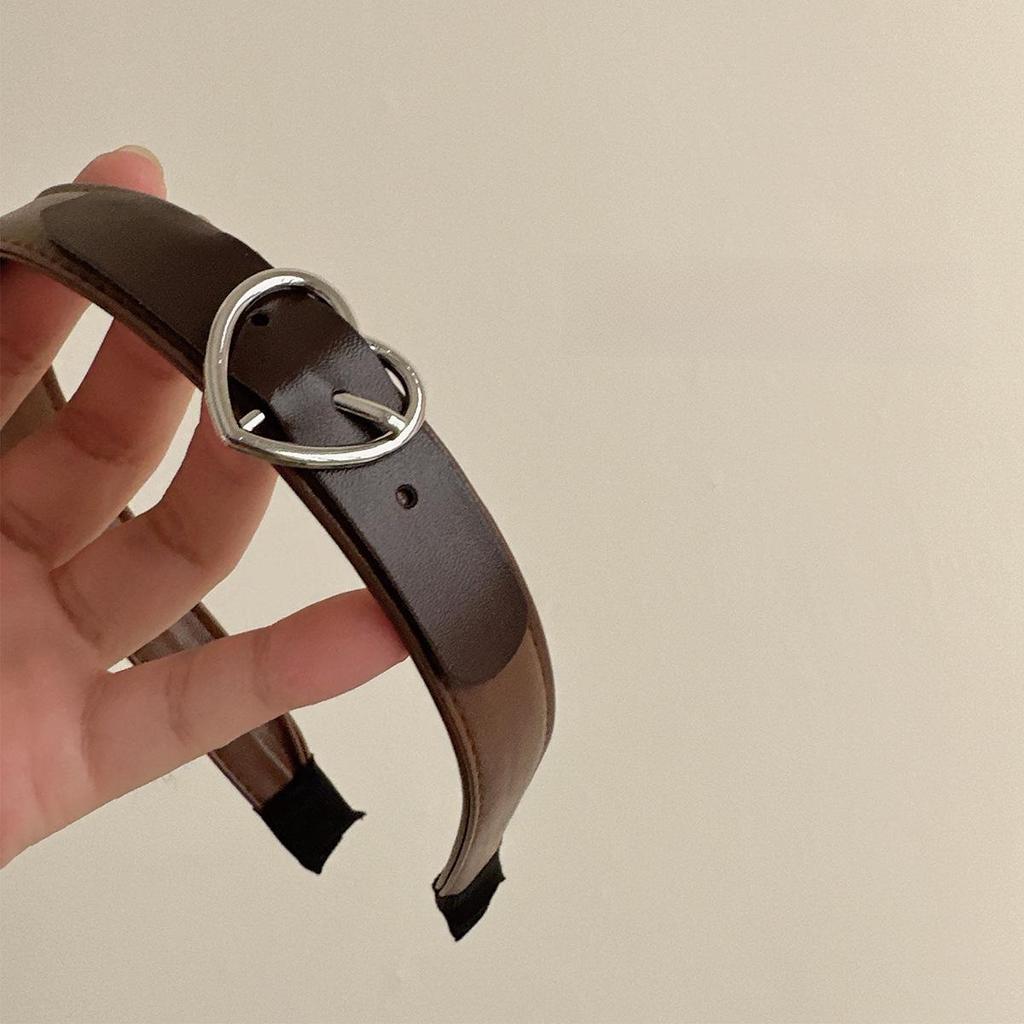 Милый корейский кожаный ободок в форме сердца и набор заколок для волос для девочек