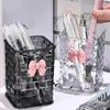 Bow Deco Makeup Brush Holder Acrylic Pencil Holder Eye Shadow Storage Box  for Vanity Countertop