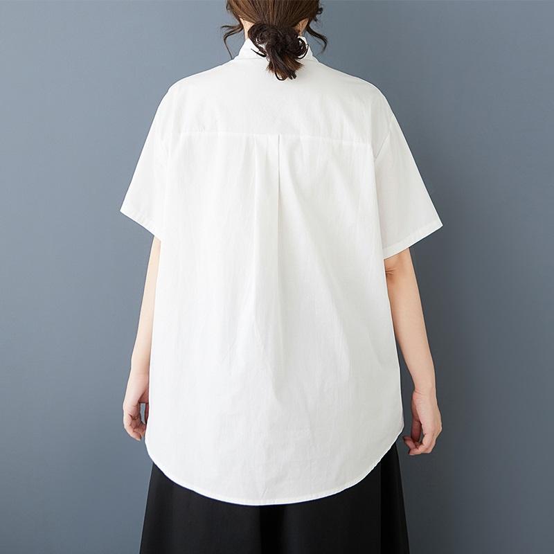 Хлопковые рубашки и блузки оверсайз с короткими рукавами для блузок, повседневные свободные летние топы, женская рубашка на пуговицах