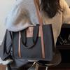 Casual Large-capacity Women's 2025 Winter New Shopping Bag Korean Version Color Matching Fashion Simple Canvas Women's Shoulder Tote Bag