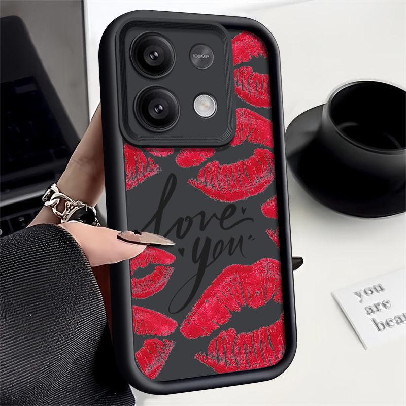 Для Xiaomi 14t 13t Poco X6 F6 X5 Pro Redmi Note 14 13 12 11 10 Pro Kiss Lips Pattern противоударный силиконовый мягкий защитный чехол для линз от падения