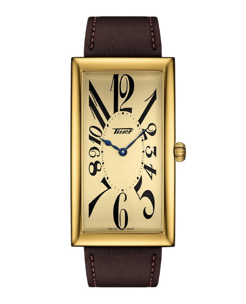 Tissot Heritage Banana Watch, Unisex, Champagne Dial, Leather Strap, T1175093602200 [Official Import]