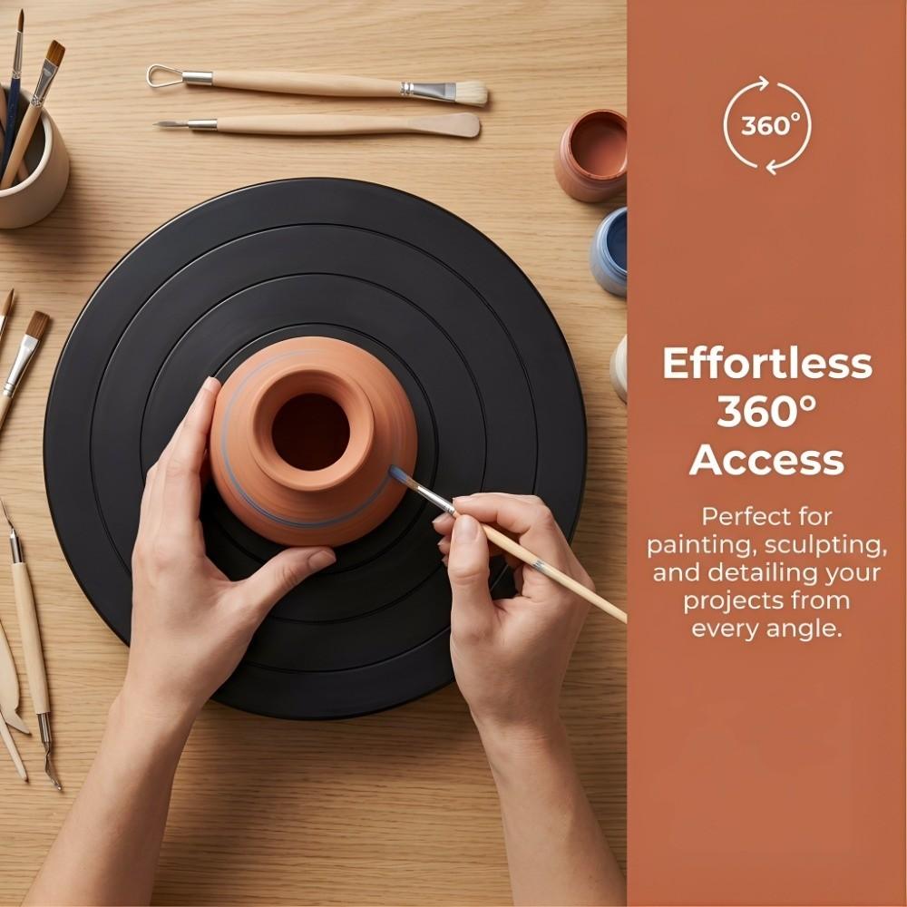 Plastic Clay Turntable 4.52×1.35 inches Black Pottery Turntable Double Side 7×1.35 inches Craft Turntable Clay Craft