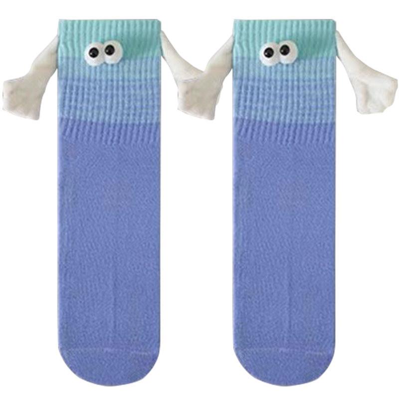 1 пара парных хлопковых носков в стиле Харадзюку с магнитной присоской, 3D-дизайном «рука об руку», разноцветные милые забавные носки унисекс до щиколотки