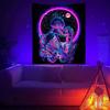 Onivein Blacklight Skull Tapestry Glow In The Dark Tapestry The Kissing Lovers UV Reactive Neon Moon Stars Tapestries Posters Wall Hanging for