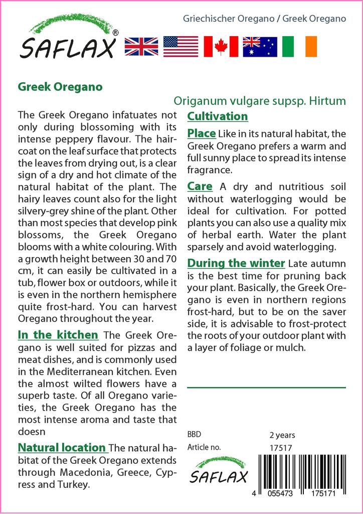 SAFLAX Garden in the Bag - Орегано греческий - 600 семян - С субстратом в подходящем пакете - Origanum vulgare