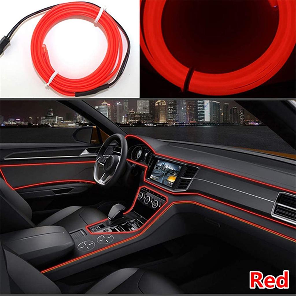 5M Car Interior Accessories Atmosphere Lamp EL Cold Light Line With USB DIY Decorative Dashboard Console Auto LED Ambient Lights