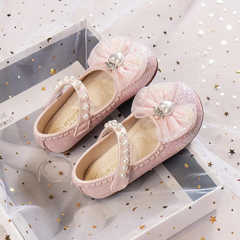 2024 Принцесса Мэри Джейн для вечеринок, свадебных шоу, блестящие любовные короны, банты, жемчуга, элегантные кожаные туфли для девочек, детские, универсальные, простые