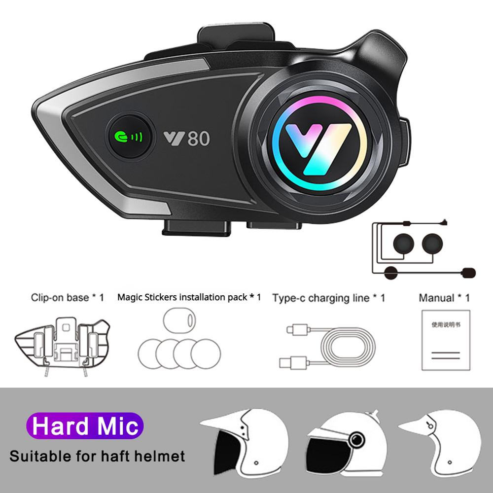 Y80 Мотоциклетный шлем Интерком Bluetooth Гарнитура Двойной 1000м Интерком Hands-Free Шумоподавление Водонепроницаемая Bluetooth Гарнитура