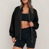 Women's Zipper Oversized Sweatshirt Jacket Long Sleeve Casual Outerwear