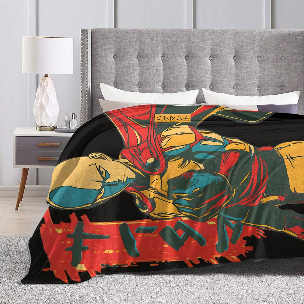 One Punch Man Saitama Anime Graphic Super Warm Blanket Picnic Plush Bedding Throws Print Flannel Bedspread Sofa Bed Cover