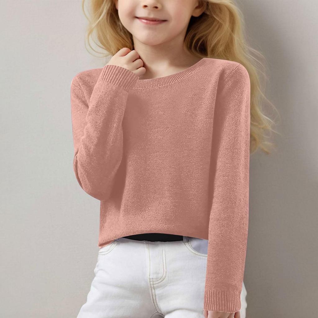 Girls Long Sleeve Round Neck Knit Pullover Jumper Tops Spring Base Layer Top Thermal Undershirt Youth Underwear 8-16Years