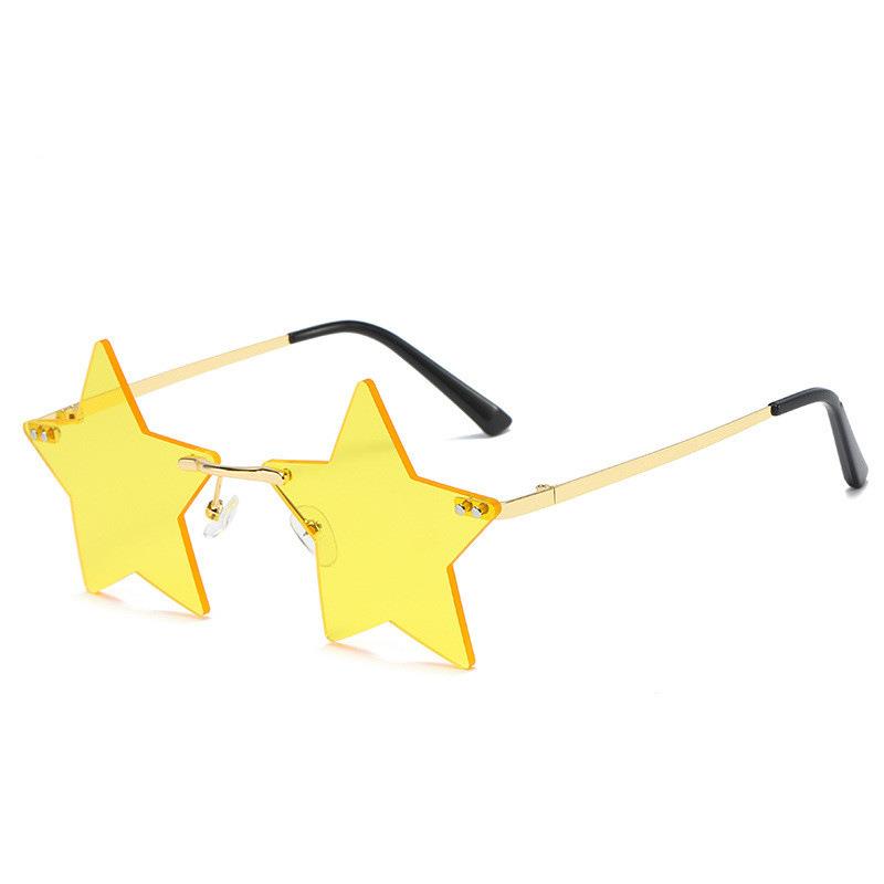 Trendy Unisex Sunglasses Multicolor Star Shape Popular Pentagram Frame Sunshade Decor Glasses HD Sunglasses New Trendy Trend Personality Rimless
