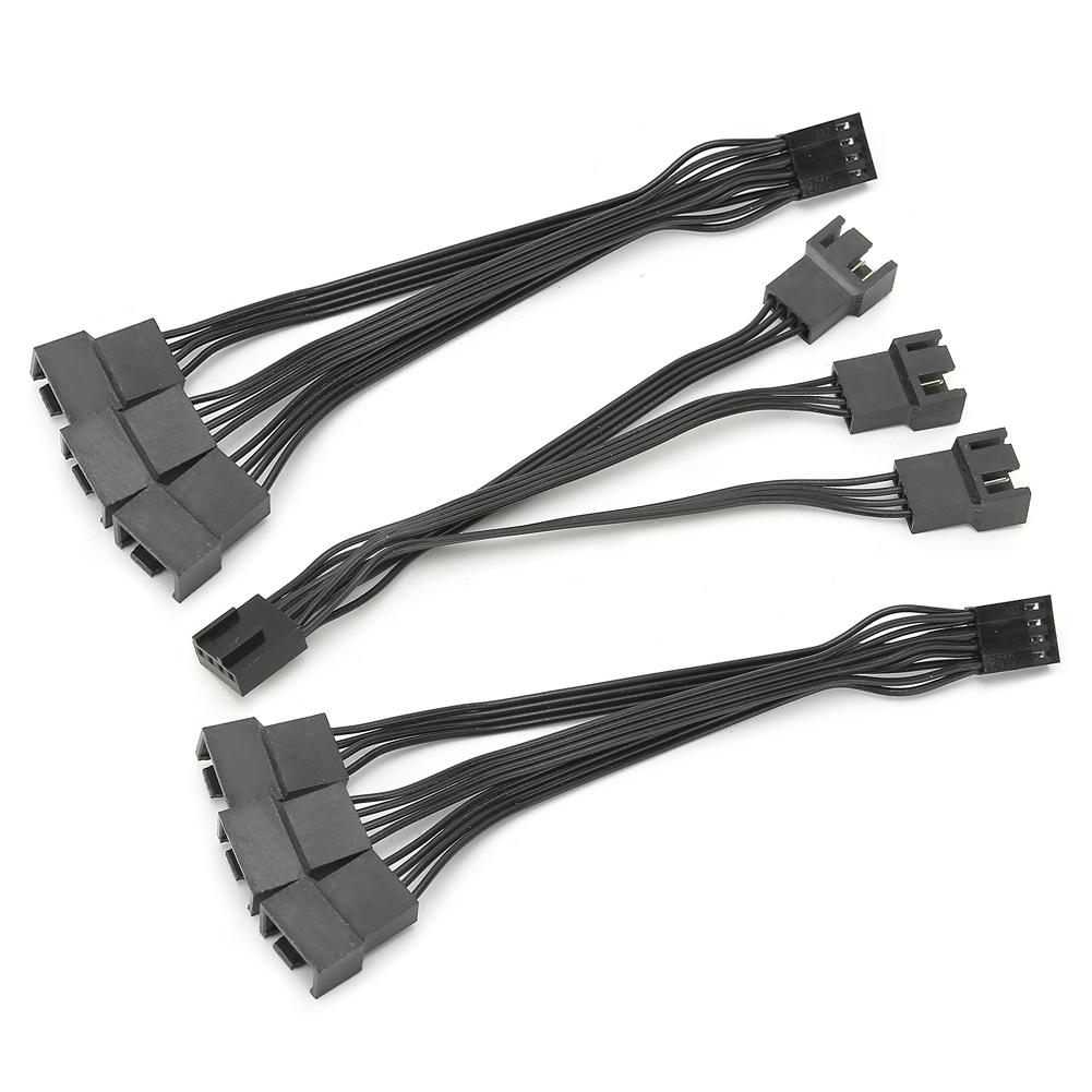 3 шт. Удлинительный кабель для вентилятора, провода от 1 до 3, 4-контактный разъем, адаптер-разветвитель, преобразователь питания