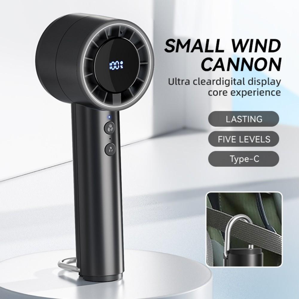 Перезаряжаемый от USB высокоскоростной вентилятор Ручной мини-турбовентилятор с крючком и светодиодным цифровым дисплеем 5 скоростей регулируемый ветер Портативный вентилятор