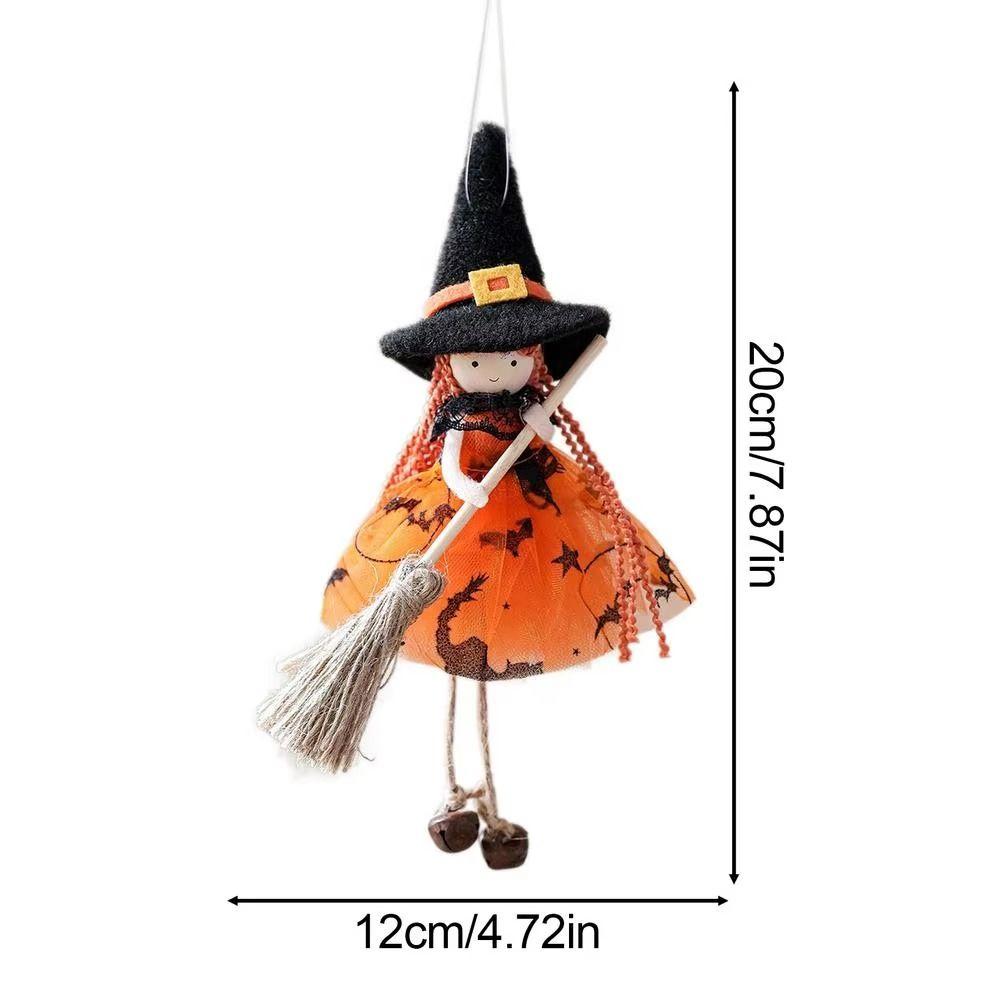 Kid Toy Broom Girl Angel Pendant Bell Foot Witch Figurine Handicraft  Party Supplies