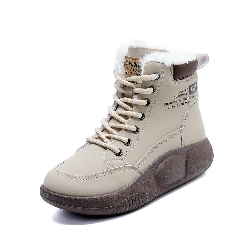 Флисовые спортивные женские высокие хлопковые ботинки осень и зима новые универсальные утолщенные теплые хлопковые туфли нескользящие