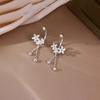 Real 925 Silver Flower Bead Screw Chain Tassel Plant Stud Earrings For Women Cute Fine Jewelry Light Accessories