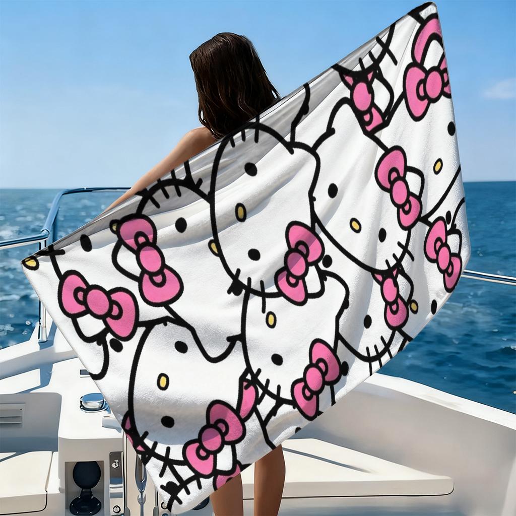 1pc Hello Kitty Beach Towel Microfiber Quick Dry Soft Lightweight Unisex for Swimming Camping Surfing Yoga Travel Outdoor