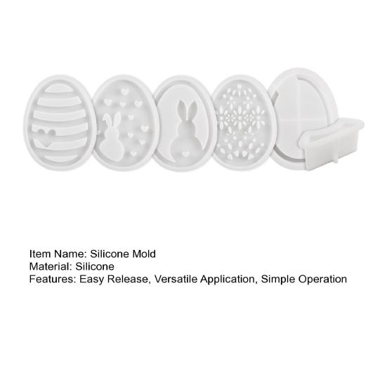 Набор из 6 пасхальных силиконовых форм для эпоксидной штукатурки, цемента, кролика, яйца, легко снимаемая гибкая смоляная форма для поделок своими руками