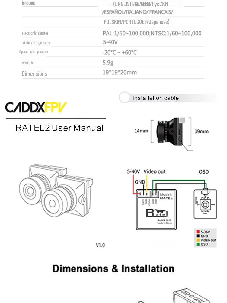 Snail Caddx Ratel2 2nd Gen 165° FPV Drone Camera