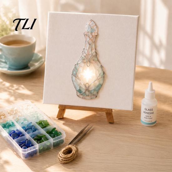 Stress Relief Creative Hobby DIY Mosaic Art Kit, Fantasy Circular Door Tile Craft Diy Kit Sea Glass for Adults Beginners, Handmade Gift Personalized