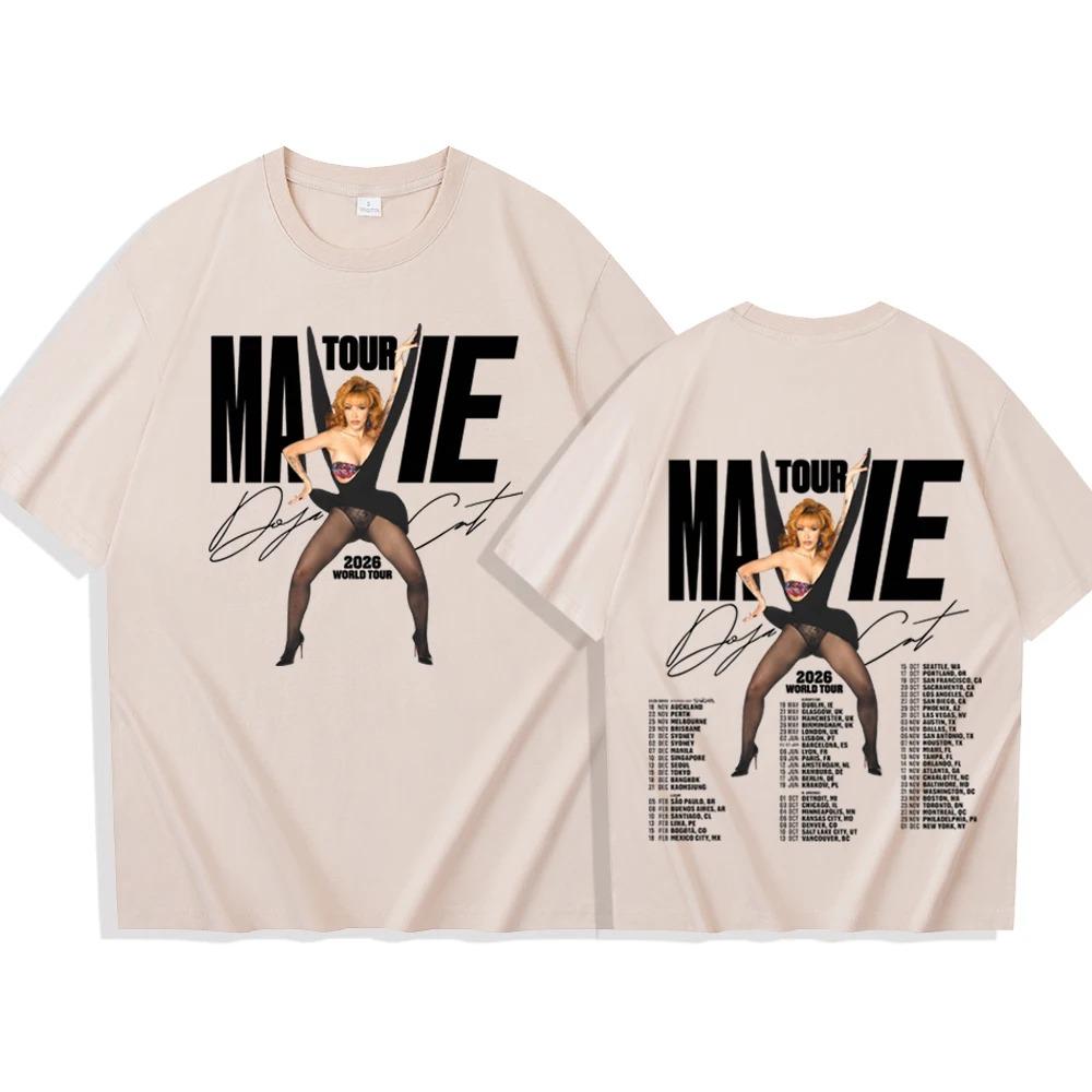 Футболка с графическим принтом Doja Cat Ma Vie World Tour Мужская Женская Харадзюку Круглый вырез Повседневная Хлопковая Футболка Оверсайз Подарок