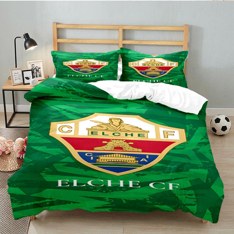 3PCS Football Elche Crest Design Bedding set,Ideal for1pc Duvet Cover And 2pcs Pillowcases Perfect for Christmas gift,Ideal for Bedroom, Dormitory