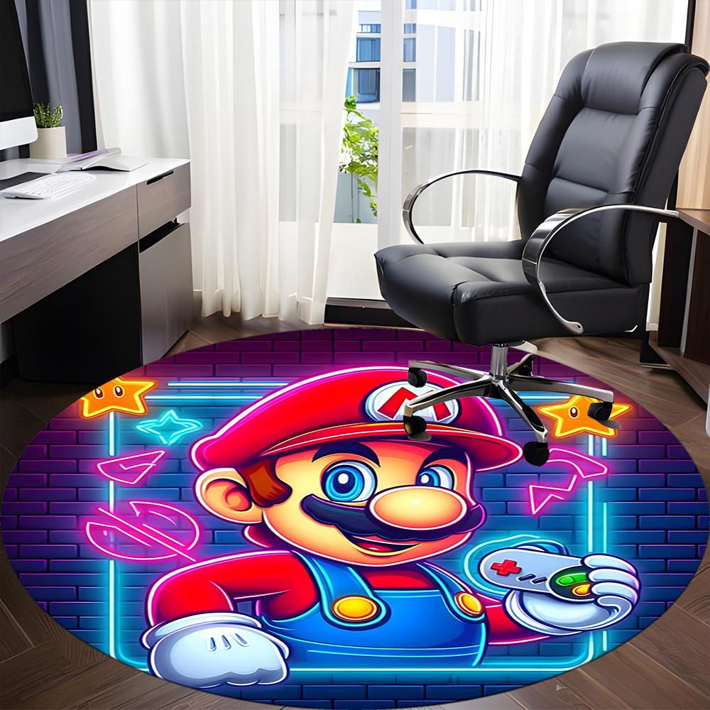 1 шт. Круглый ковер для игровой зоны Mario, комнатный коврик, подходящий для офиса, спальни, гостиной, домашнего декора, декора комнаты, Offic a0926224