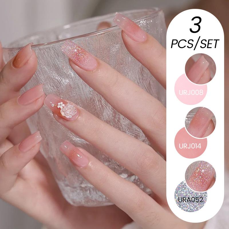 Nail Art Ice Прозрачный набор из 3-х лаков для ногтей, популярный прозрачный клей для лака для ногтей Nude Whitening Powder