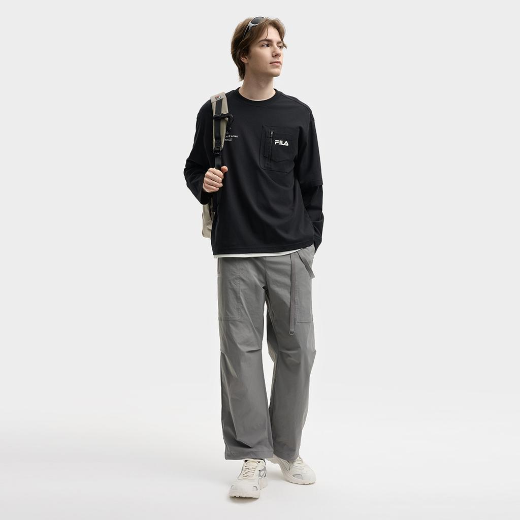 Fila Оригинальные Ретро Стильные Удобные Тканые Повседневные Брюки Мужские низы Облачно-серый F11M539806FDY