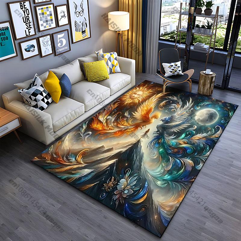 Balance harmony duality cosmic forces carpet Yoga living room room decor children's crawling mat doormat area rug games mat
