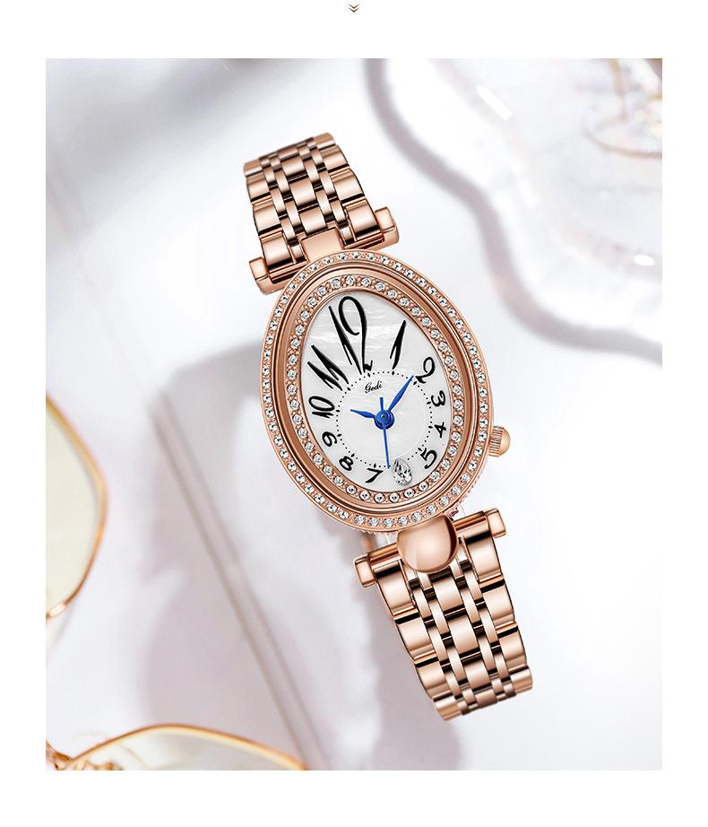 Классические 2021 новые овальные часы со стальным ремешком, женские часы Fritillaria с бриллиантами и стразами, модные женские часы