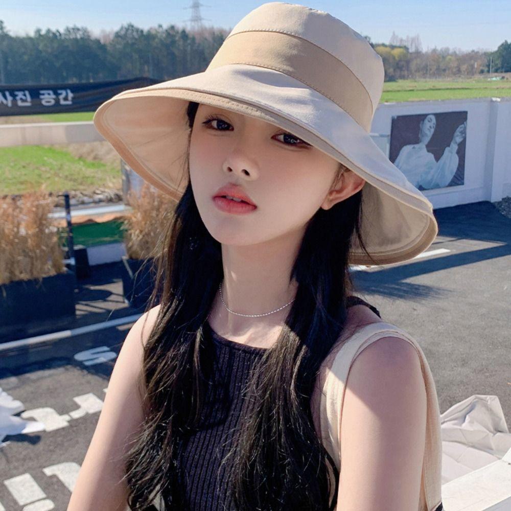 Korean Style Sunscreen Fisherman Hat Sun Protection Bow Bucket Hat Sweet Wide Brim Sun Hat Travel