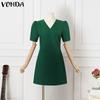 VONDA Женское облегающее мини-платье с рукавами-фонариками и V-образным вырезом