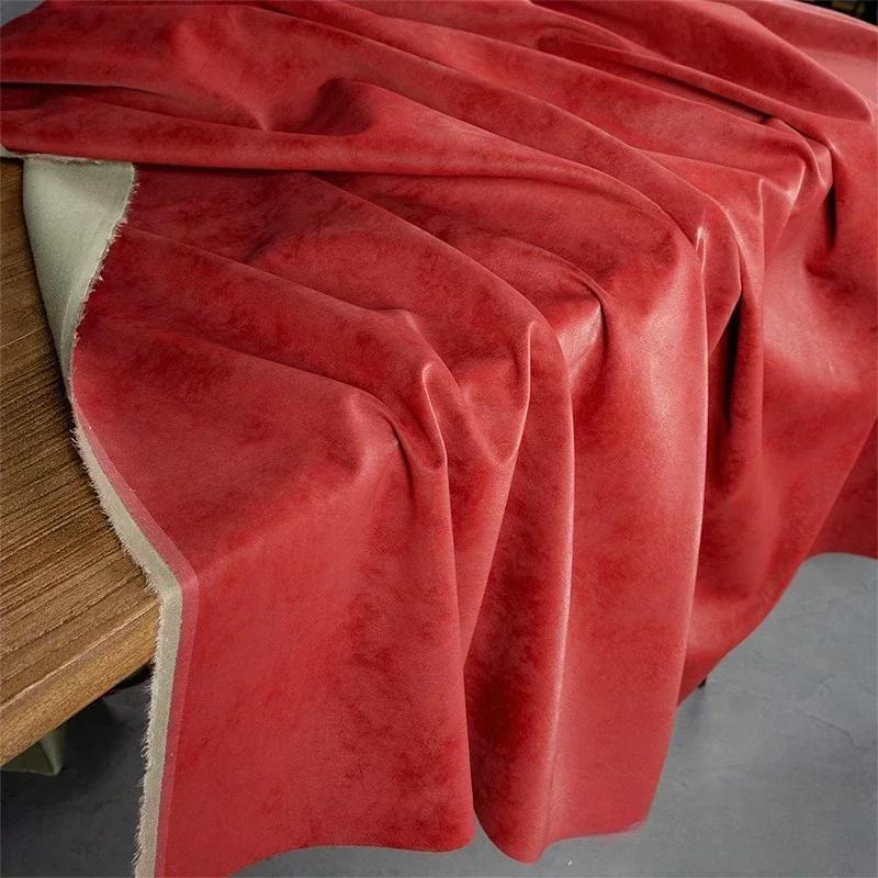 Red 100x145cm PU Leather Fabric Soft Waterproof Clothing Apparel Sewing Fabric for By The Meter Diy Material Wholesale Cloth