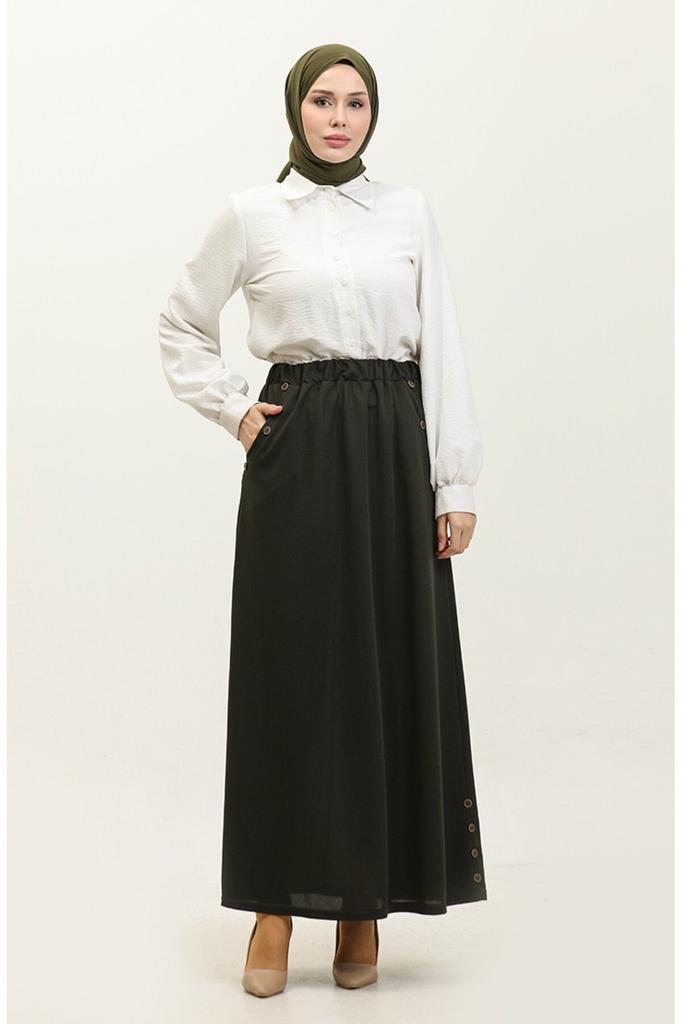 Женская стильная юбка большого размера Feride Юбка на пуговицах