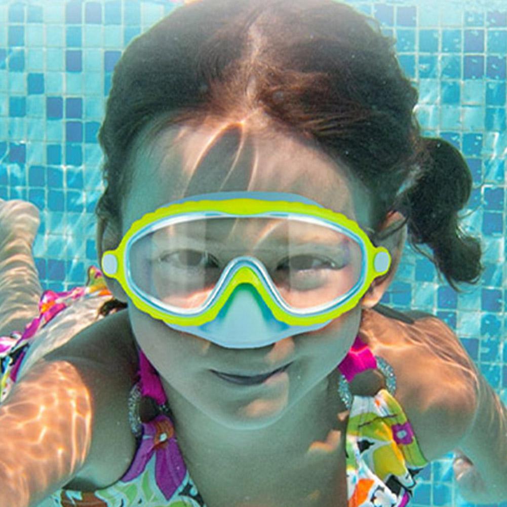 Очки для плавания с накладкой на нос Широкий угол обзора Маска для дайвинга Защита от запотевания Защита от протекания ,Детские очки для плавания для детей 3-15 лет