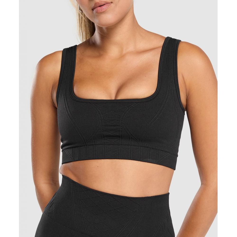 Gymshark Корсет бесшовный спортивный бюстгальтер черный B9a7p Bb2j