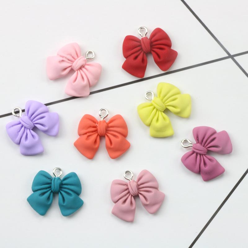 Imitation Fabric Bow Resin Pendant Earrings - DIY Jewelry Accessories