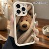Phone Case: 2D flat design suitable for iPhone 18 17 16 15 14 13 Pro stepped protective case, brown bear probe, Christmas and Halloween gifts