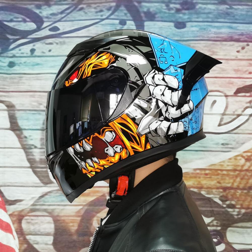 Jiekai Electric Motorcycle Helmet Men's and Women's Full Helmets Double Lenses Full Overlay Street Car Bluetooth Universal In All Seasons